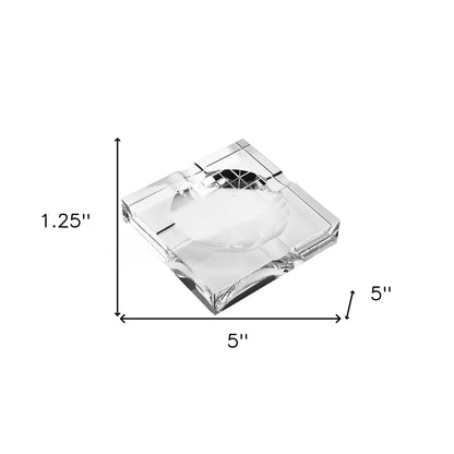 5" Clear Crystal Square Cigar Ash Tray