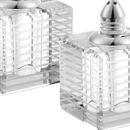 Hand Made Crystal Silver Pair Of Salt And Pepper Shakers