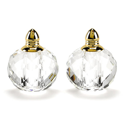 Handcrafted Optical Crystal And Gold Rounded Salt And Pepper Shakers