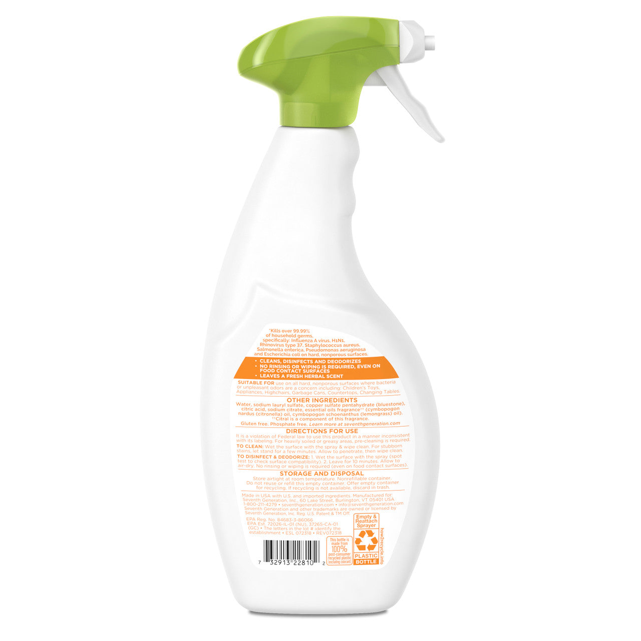 Seventh Generation Disinf Multi-Surface Cleaner, Lemongrass & Thyme (8x26Oz)-3