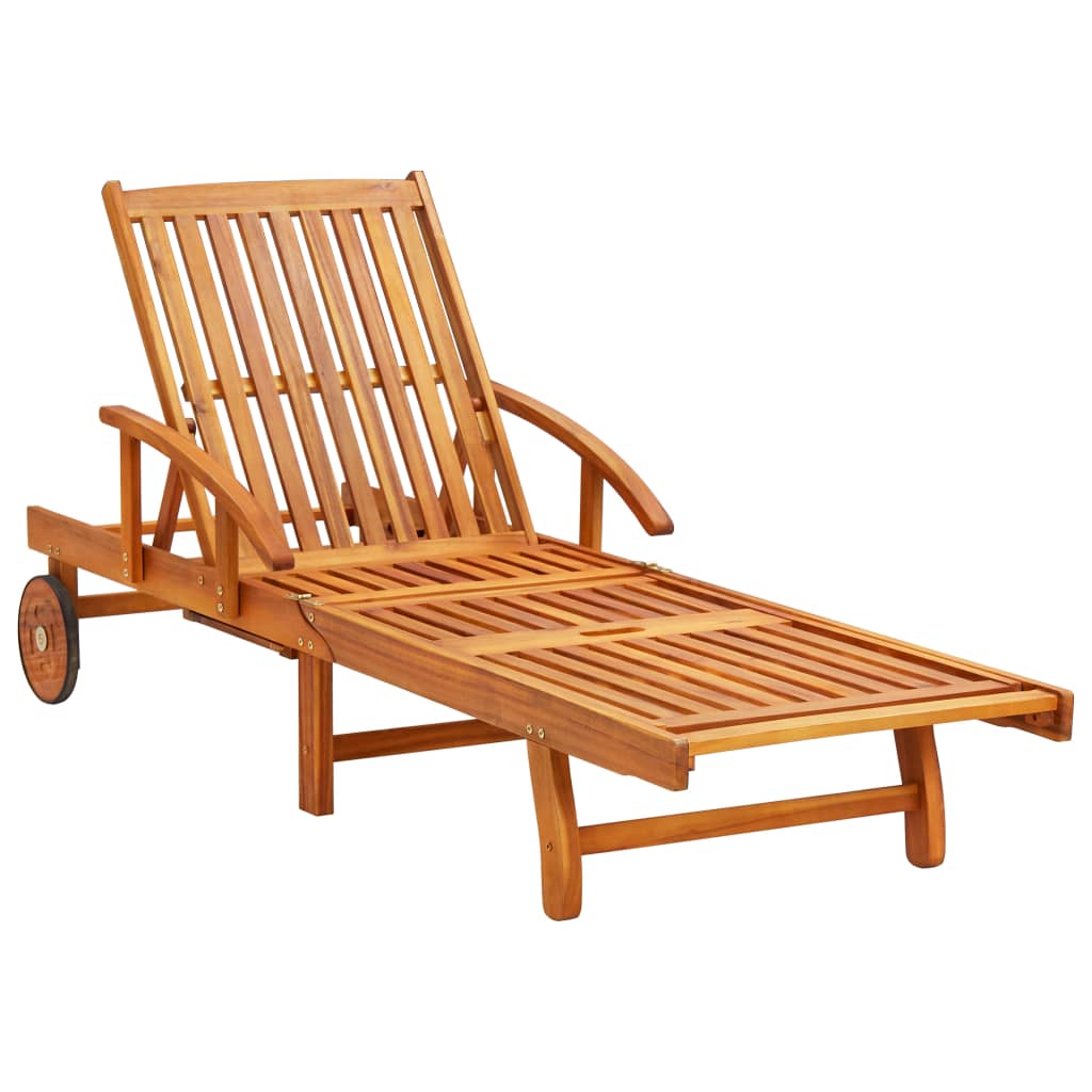 vidaXL Sun Loungers 2 pcs with Cushions Solid Acacia Wood-2