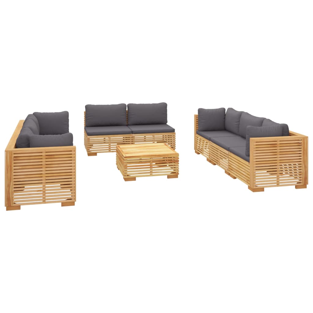 vidaXL 9 Piece Patio Lounge Set with Cushions Solid Wood Teak-1