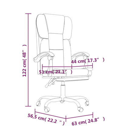 vidaXL Chair Reclining Desk Chair with Wheels for Living Room Faux Leather-2