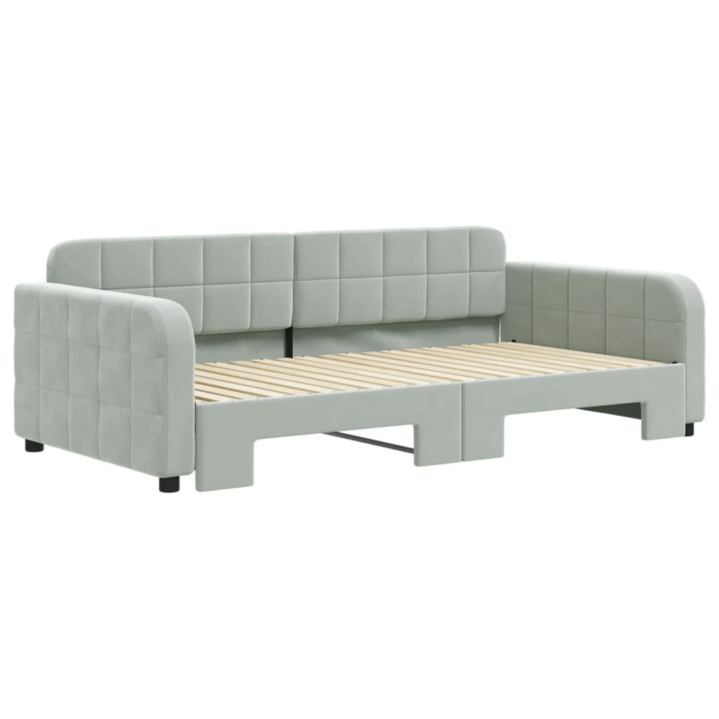 vidaXL Daybed with Trundle Light Gray 39.4"x74.8" Velvet-1