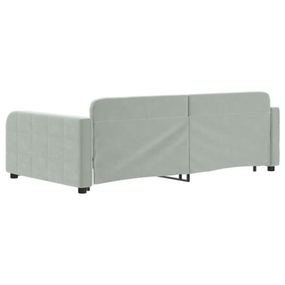 vidaXL Daybed with Trundle Light Gray 39.4"x74.8" Velvet-3