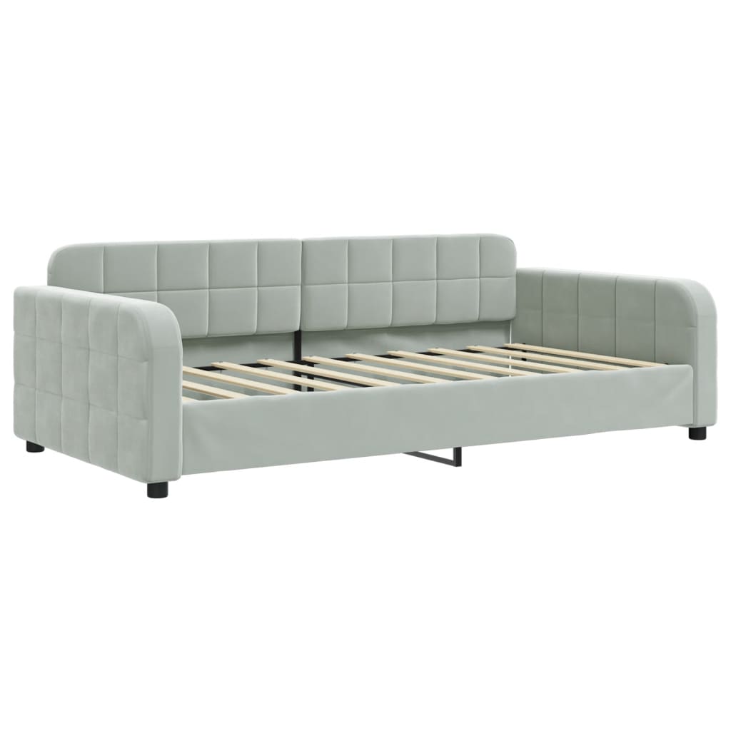 vidaXL Daybed with Trundle Light Gray 39.4"x74.8" Velvet-4