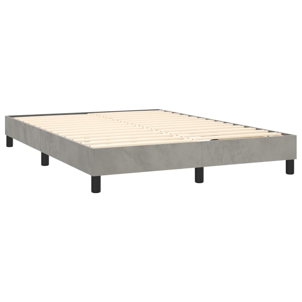 vidaXL Box Spring Bed with Mattress Light Gray 53.9"x74.8" Full Velvet-2