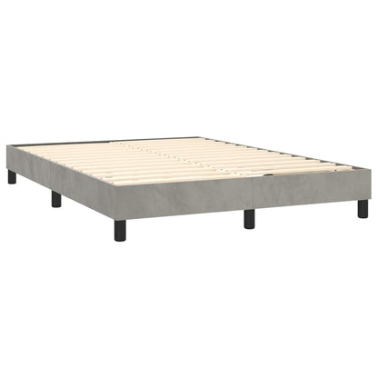 vidaXL Box Spring Bed with Mattress Light Gray 53.9"x74.8" Full Velvet-2