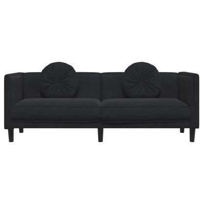 vidaXL Sofa with Cushions 3-Seater Black Velvet-2