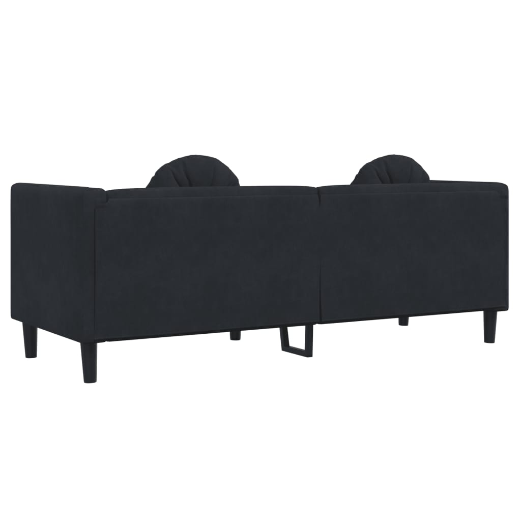 vidaXL Sofa with Cushions 3-Seater Black Velvet-4