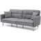 Modern Grey Linen Split-Back Futon Sofa Bed Couch-0