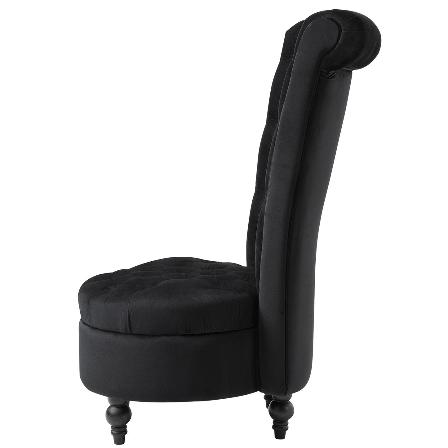 Black Tufted High Back Plush Velvet Upholstered Accent Low Profile Chair-1