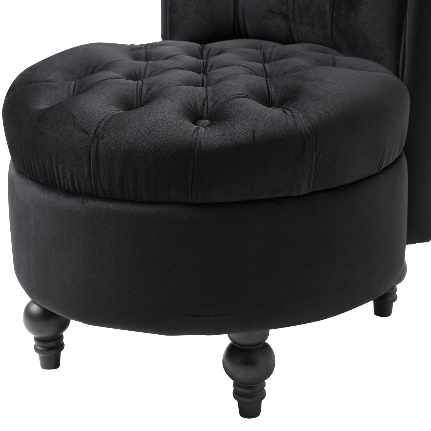 Black Tufted High Back Plush Velvet Upholstered Accent Low Profile Chair-3