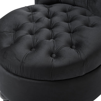 Black Tufted High Back Plush Velvet Upholstered Accent Low Profile Chair-4