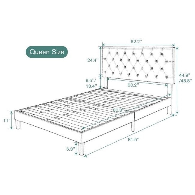 Queen Black Faux Leather Upholstered Platform Bed with Button-Tufted Headboard-4