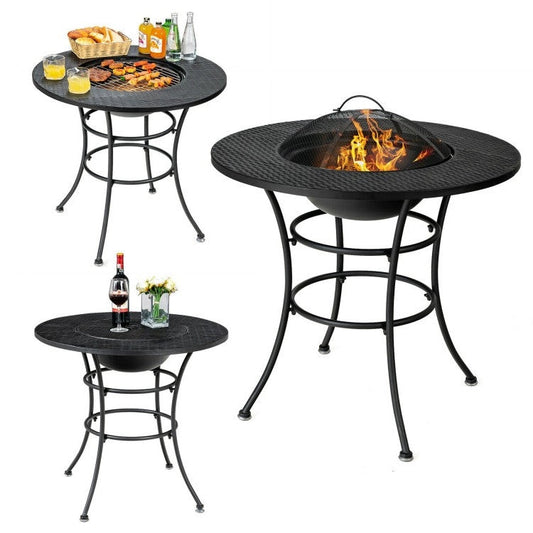 4 in 1 Fire Pit, Grill Cooking BBQ Grate, Ice Bucket, Dining Table-1