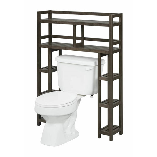 Solid Wood Over the Toilet Bathroom Storage Unit in Dark Brown Finish-0