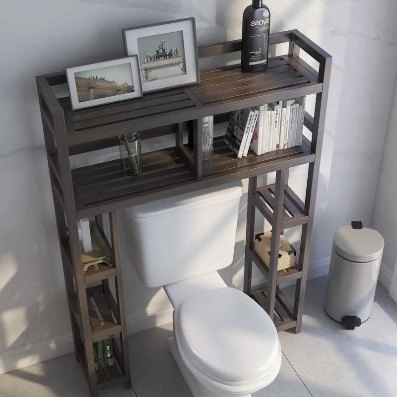 Solid Wood Over the Toilet Bathroom Storage Unit in Dark Brown Finish-3