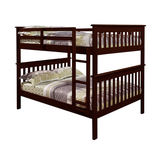 Solid Wood Full Over Full Bunk Bed in Cappuccino Finish-0