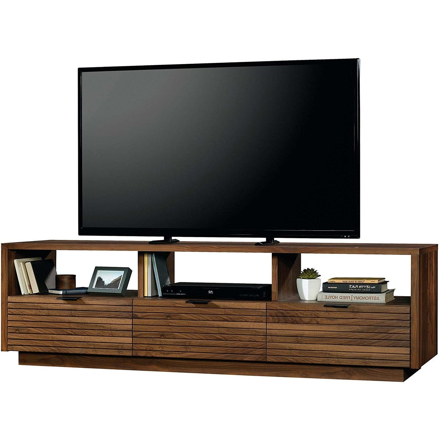 Modern Walnut Finish TV Stand Entertainment Center - Fits up to 70-inch TV-0