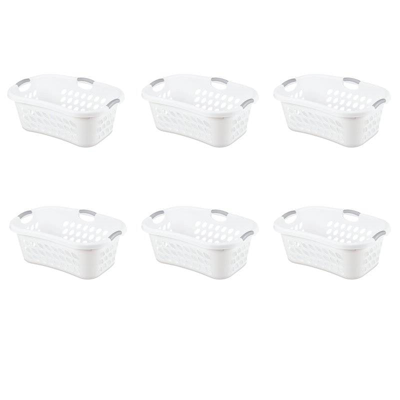 Set of 6 White Laundry Baskets w/ Carry Handles-0