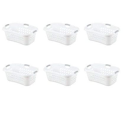 Set of 6 White Laundry Baskets w/ Carry Handles-0