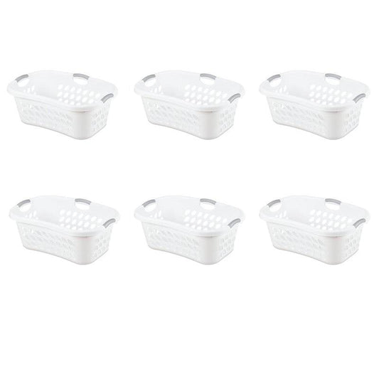 Set of 6 White Laundry Baskets w/ Carry Handles-0