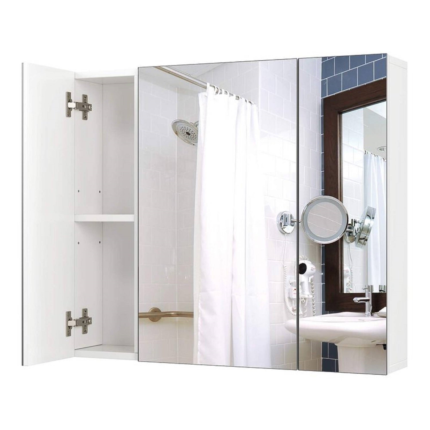 Modern 3-Door Wall Mounted Medicine Cabinet Bathroom Mirror Cupboard-1