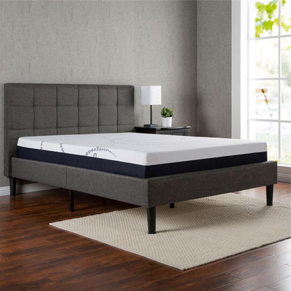 King size Dark Grey Upholstered Platform Bed with Headboard-2