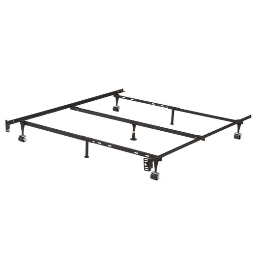 Twin, Full, Queen Sturdy Black Metal Adjustable Bed Frame w/Headboard Brackets-0