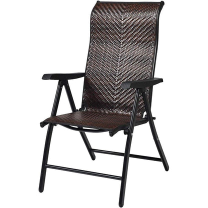 Outdoor/Indoor Folding Patio Chair with Brown Rattan Seat and High Back-Rest-0