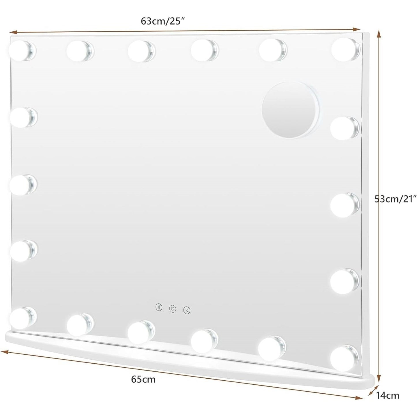 21 x 26 in Bathroom Mirror w/ Dimmable Lights + Removable 3X Magnifying Mirror-4