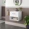 Modern Wall Mounted Bathroom Vanity in White Wood Finish with Ceramic Sink-0