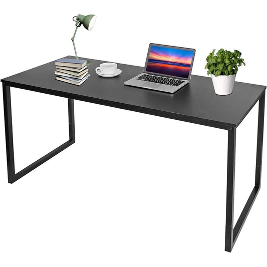 Black Metal Frame Wood Top Modern Home Office Laptop Computer Desk Writing Table-1