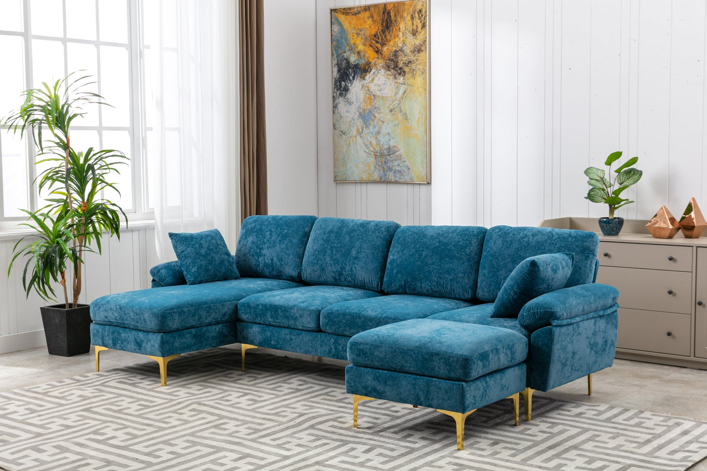 Teal Bliss U-Shape Sofa Sectional